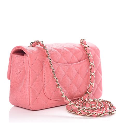 CHANEL Iridescent Caviar Quilted Mini Rectangular Flap Pink 